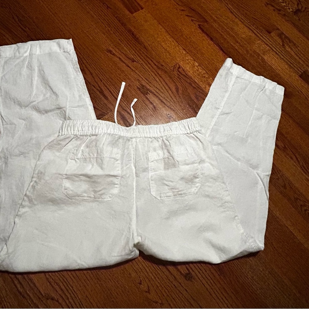St. Tropez White Linen Pants - Picture 2 of 3